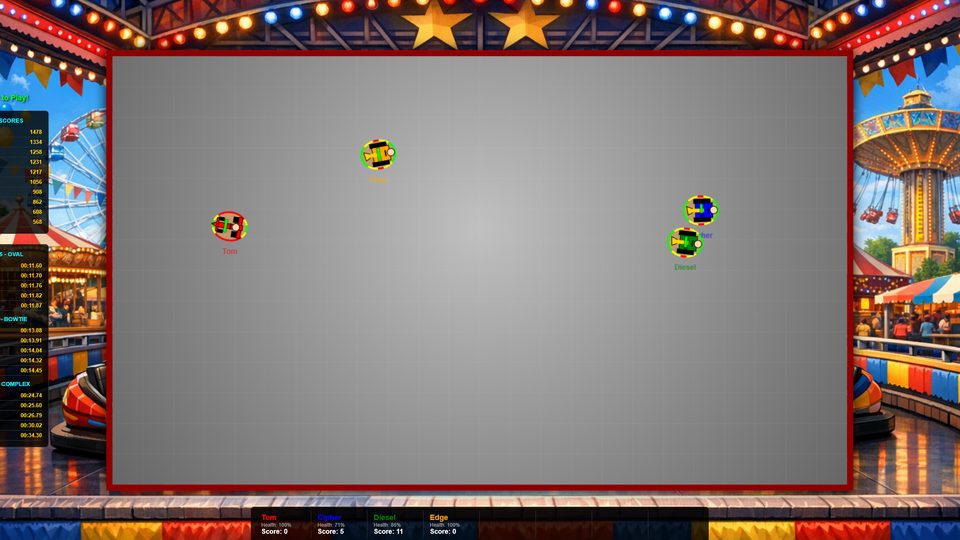 Bumper Cars colliding in an arena